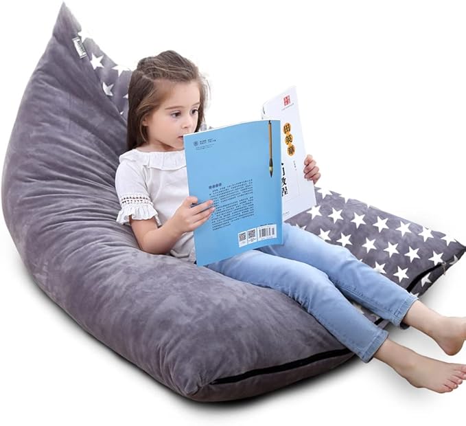Stuffed Animal Storage Bean Bag Chair Cover, Plush Toys Organizer, Animals Doll Holder, Extra Large Lounger Designed with Handle and Zipper Super Soft for Kids and Teans -Stars Style