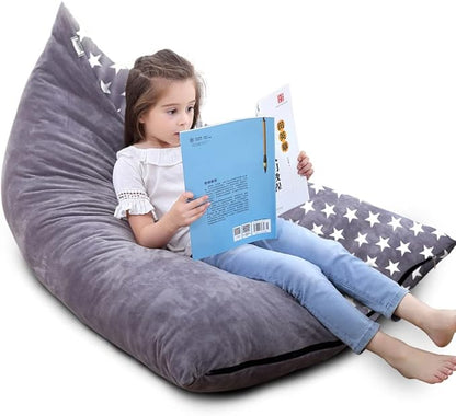 Stuffed Animal Storage Bean Bag Chair Cover, Plush Toys Organizer, Animals Doll Holder, Extra Large Lounger Designed with Handle and Zipper Super Soft for Kids and Teans -Stars Style