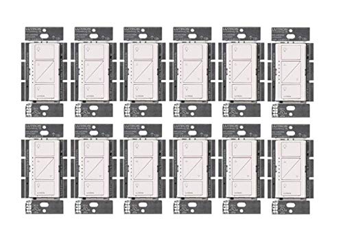 Lutron Caseta Original Smart Dimmer Switch (Lutron Smart Hub Required), for LED Lights, 150 Watt, Single-Pole/3-Way, No Neutral Required, PD-6WCL-WH 12-PACK, White, 12 Pack