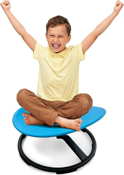 Giggle & Play Kids Swivel Chair, Sensory Spinning Chair, Body Balance Physical Therapy Equipment, Autism Swivel Chair, Montessori Carousel Spinning Toy Chair - 360° Sit and Spin (Blue)