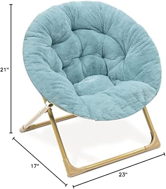 Milliard Mini Cozy Chair for Kids, Sensory Faux Fur Folding Saucer Chair for Toddlers, Blue