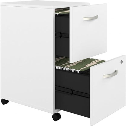 Bush Business Furniture Hybrid 2-Drawer Mobile File Cabinet, Letter/Legal, White, 20-inch (HYF116WHSU-Z)