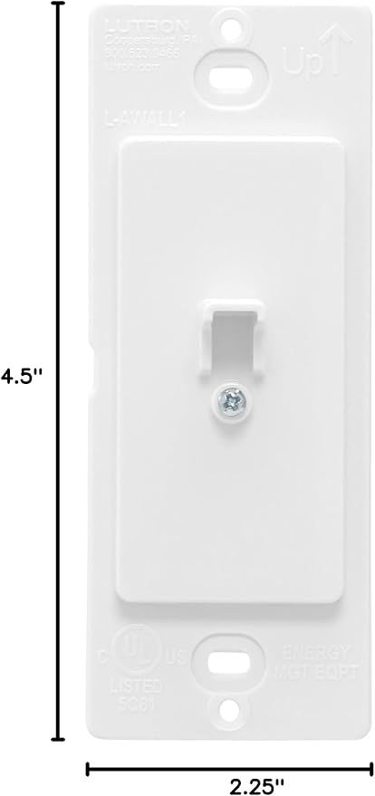 Lutron Aurora Wallplate Bracket For Paddle/Decorator Switch | For use with Aurora Smart Bulb Dimmer | L-AWALL1-WH | White