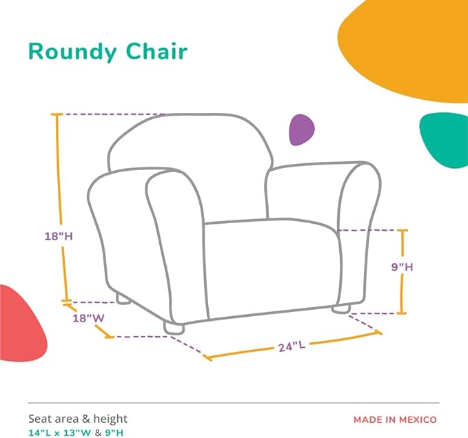 Keet Microsuede Children's Chair, Roundy, Charcoal 24x18x18 Inch (Pack of 1)