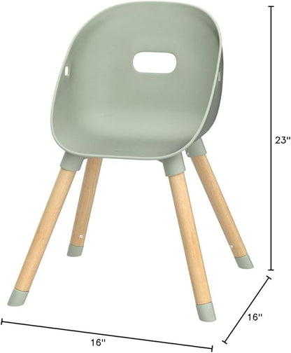 Lalo The Play Chair, Wooden and Non-Toxic Plastic Kids and Toddler Chair - Sturdy Bucket Seat and Easy to Clean Kids Chair with up to 200 lb. Weight Capacity, Set of 2 - Sage
