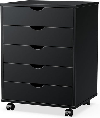 OLIXIS Chest Wood File Cabinet Rolling Organization Storage Dresser with Wheels for Home Office