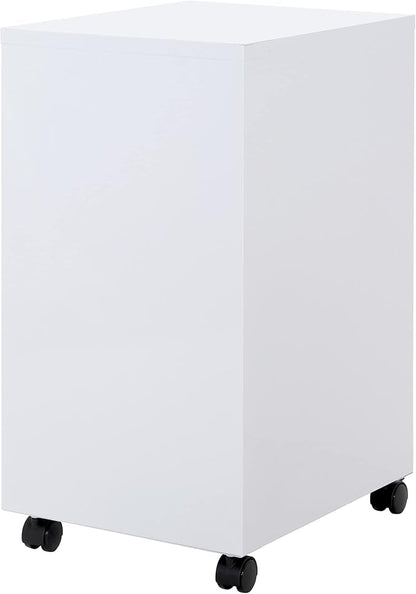 OSP Home Furnishings 2 Drawer Mobile Locking Metal File Cabinet, White