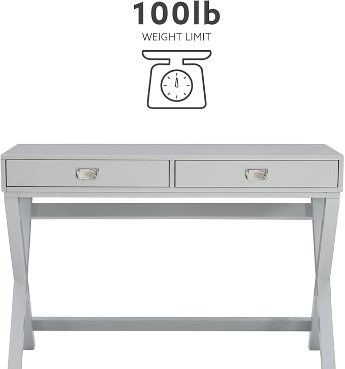 Linon Grey 2-Drawer Writing Jaycee Desk