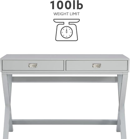 Linon Grey 2-Drawer Writing Jaycee Desk
