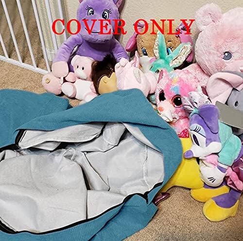 Stuffed Animal Storage Bean Bag Chair Cover (No Filler) for Kids and Adults.Soft Premium Corduroy Stuffable Beanbag for Organizing Children Plush Toys or Memory Foam Large 300L(LightBlue)
