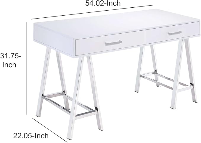 Acme Coleen Home Office Desk in White and Chrome
