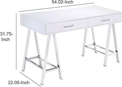 Acme Coleen Home Office Desk in White and Chrome