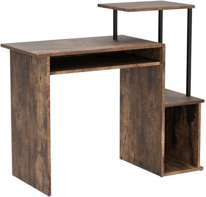 Acme Lyphre Wooden Top Computer Desk in Weathered Oak and Black