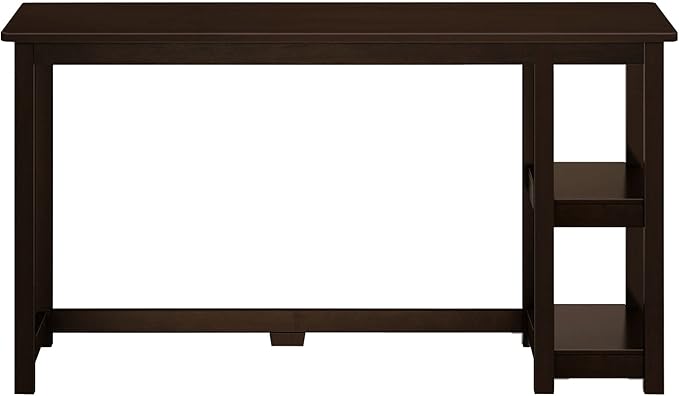 Max & Lily Solid Wood Desk With Shelves, 55 Inches, Espresso