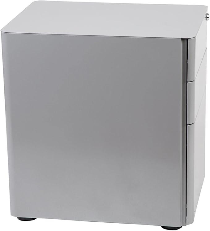 Flash Furniture Warner Modern 3-Drawer Mobile Locking Filing Cabinet with Anti-Tilt Mechanism and Hanging Drawer for Legal & Letter Files, Gray, Set of 1