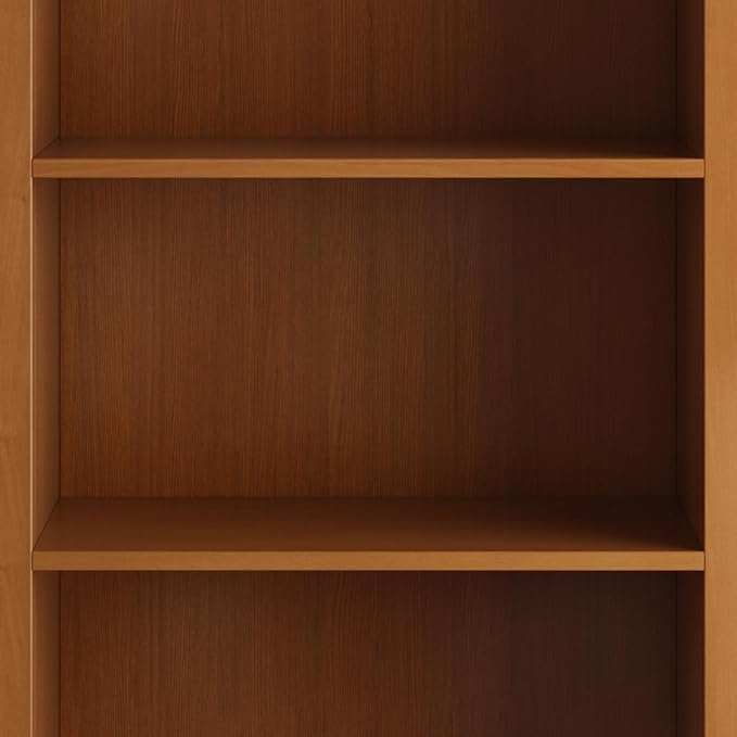 SIMPLIHOME Amherst SOLID WOOD 30 Inch Transitional 5 Shelf Bookcase in Light Golden Brown, For the Living Room, Study Room and Office