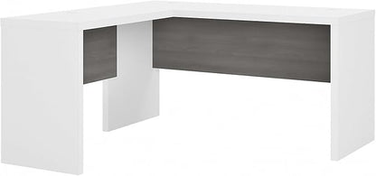 Bush Business Furniture Echo L Shape Desk with Wire Management | Corner Computer Table with Quick-to-Assemble Hardware | Home Office Credenza, 60W, Pure White and Modern Gray
