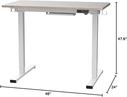 FLEXISPOT Standing Desk Quick Assembly Electric Adjustable with 48 x 24 Inches Whole-Piece Desktop Ergonomic Memory Controller Stand Up Desk(White Frame + 48" Grey Wood Grain)