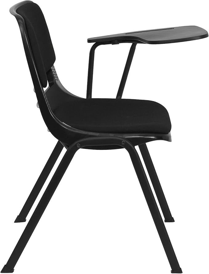 Flash Furniture Black Padded Ergonomic Shell Chair with Left Handed Flip-Up Tablet Arm