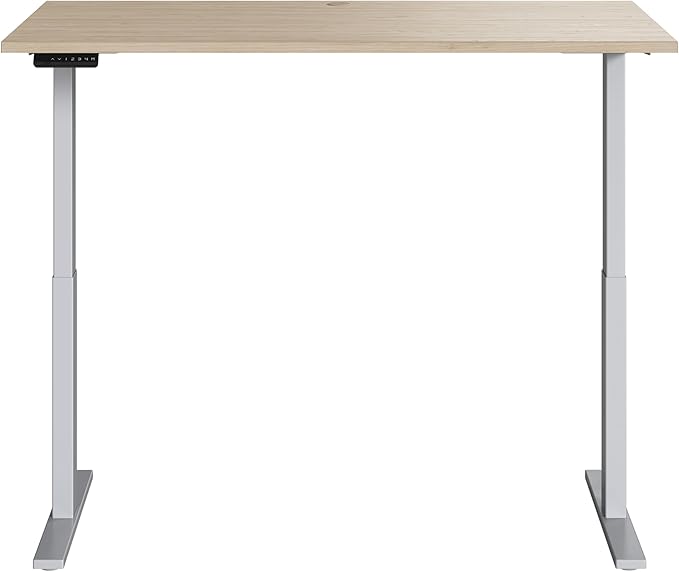 Bush Business Furniture Move 60 Series 60W x 30D Electric in Natural Elm with Silver Base, Ergonomic Sit-Stand Computer Table for Home and Professional Office