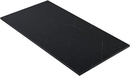 Kaboon Universal Tabletop 55"x27.5", Solid One-Piece Melamine Table Top, Double Desk L-Desk DIY, Home and Office Countertop, Cloud Atlas/Black Marble