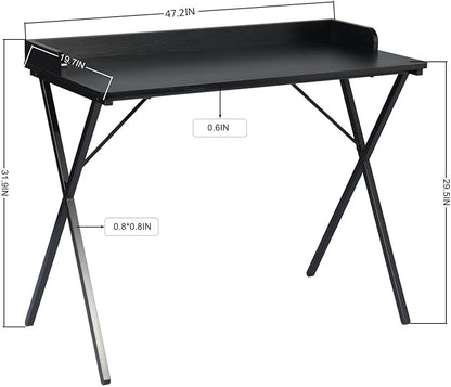 FurnitureR Office Desk, Simple Style Writing Table Computer Study Desk with Baffle, Home Office PC Laptop Table, 47.2 Inches, Black