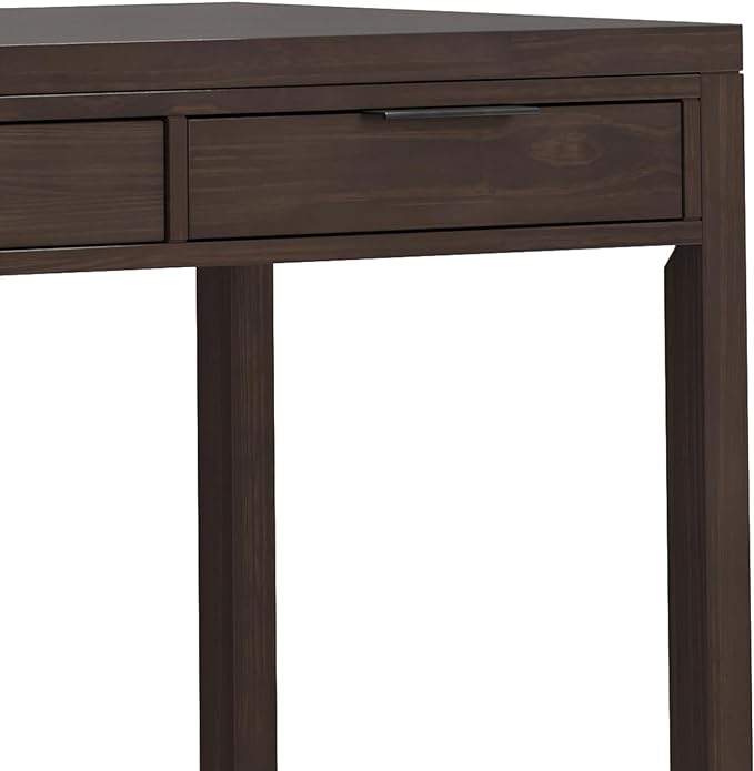 SIMPLIHOME Hollander SOLID WOOD Contemporary Modern Wide Office Desk, Writing, Workstation and Study Table, 72 inch, Warm Walnut Brown