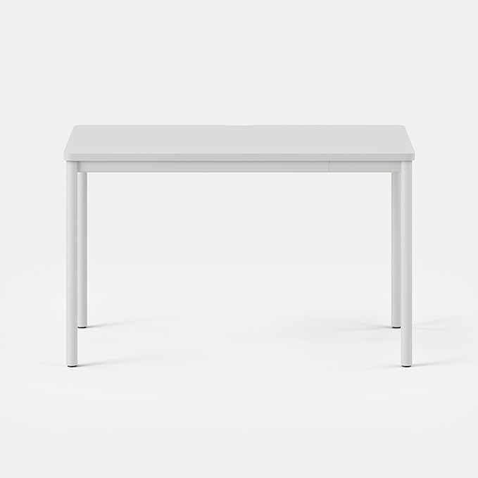 Branch Daily Desk - Functional At Home Office Desk with Effortless Assembly, Timeless Design, Rounded Corners, and Built-in Cable Notch - 48” W x 28.5” H x 24” D - White Work Table