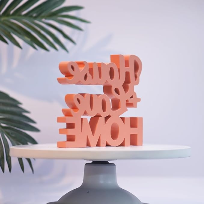 House + Love, Home - Peach Aesthetic Table Decor for Home or Office, Desk or Shelf. Quirky Room Decoration Showpiece, Ideal for Birthdays, Wall Decor, Engineered Wood.