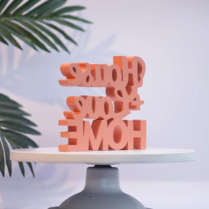 House + Love, Home - Peach Aesthetic Table Decor for Home or Office, Desk or Shelf. Quirky Room Decoration Showpiece, Ideal for Birthdays, Wall Decor, Engineered Wood.