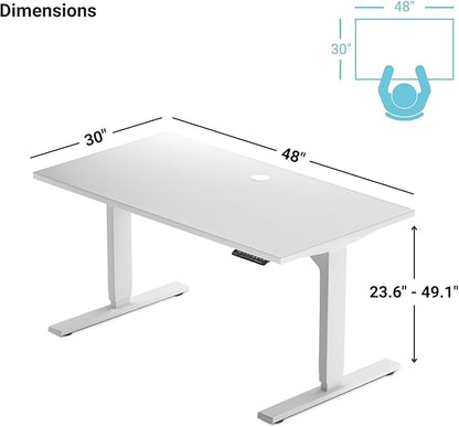 Standing desk bamboo, dual motor stand up desk adjustable height electric 48x30 - Bamboo Light Matte, White Frame