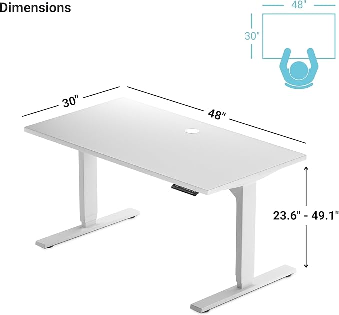 Standing desk bamboo, dual motor stand up desk adjustable height electric 48x30 - Bamboo Dark Gloss, Grey Frame