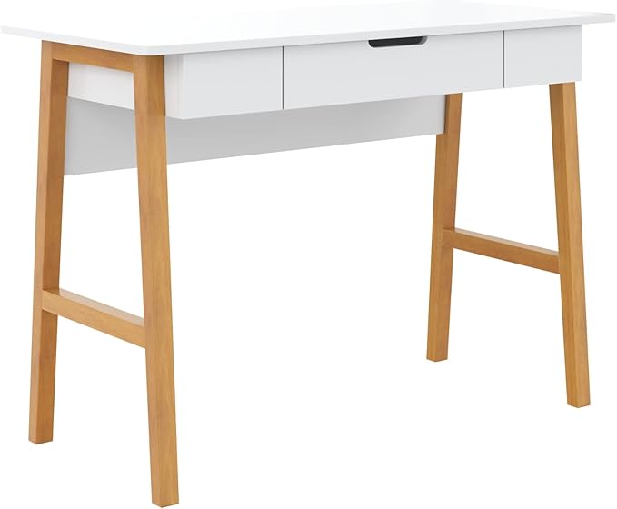 Nathan James Jacklyn Modern Home Office Writing Desk, White/Brown