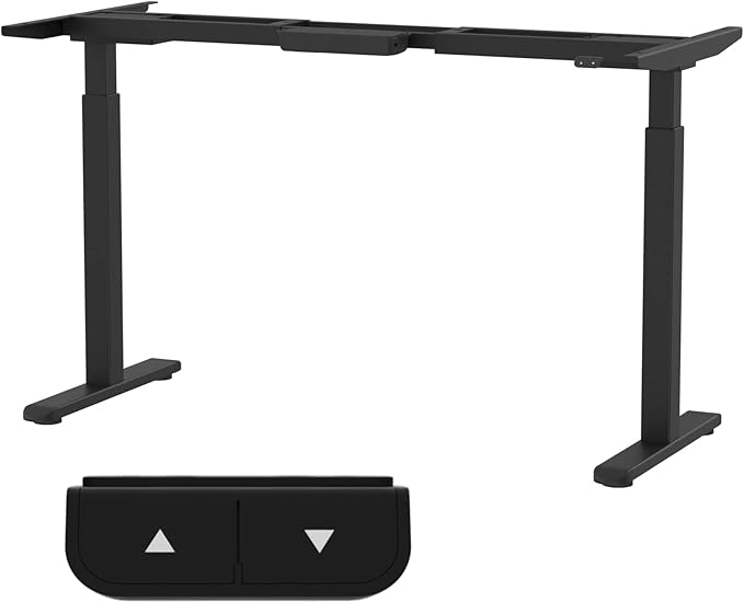 Electric Standing Desk Frame, Dual Motor Height Adjustable Desk Base for Home and Office (Black Frame + Motors + Control Panel)