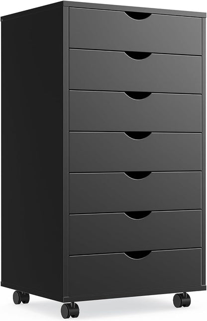OLIXIS Chest Wood File Cabinet Rolling Organization Storage Dresser with Wheels for Home Office