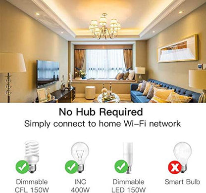 TREATLIFE Smart Dimmer Switch 4 Pack, Smart Light Switch Works with Alexa and Google Assistant, Neutral Wire Needed, 2.4Ghz Wi-Fi, Schedule, Remote Control, Single Pole, FCC Listed