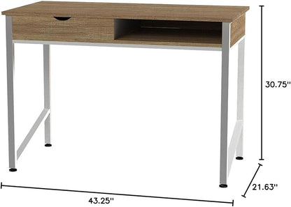 Safco Products 1950WH Studio Desk with Single Drawer Storage, White