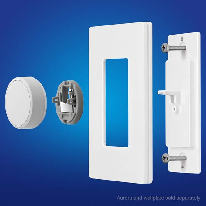 Lutron Aurora Wallplate Bracket For Paddle/Decorator Switch | For use with Aurora Smart Bulb Dimmer | L-AWALL1-WH | White