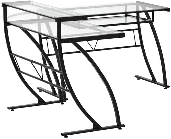 OSP Home Furnishings Constellation L Shaped Home Office Gaming Editing Desk, Black