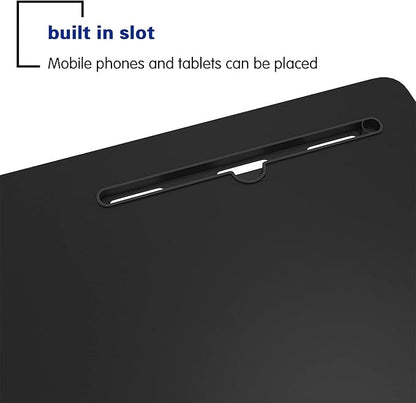 SogesHome 23.6'' Portable Computer Desk - Adjustable Standing Desk with Tablet Slot, Laptop Cart, and Mobile Bed Table, Black