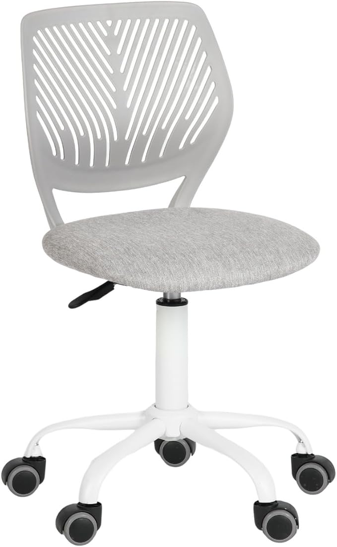 FurnitureR Writing Task Chair for Teens Boys Girls 360 Rolling Wheels Fabric Soft Pad Seat Breathable Backrest, Height Adjustable Liftup 29.5"-34.3", Morandi Grey