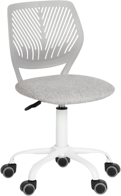 FurnitureR Writing Task Chair for Teens Boys Girls 360 Rolling Wheels Fabric Soft Pad Seat Breathable Backrest, Height Adjustable Liftup 29.5"-34.3", Morandi Grey