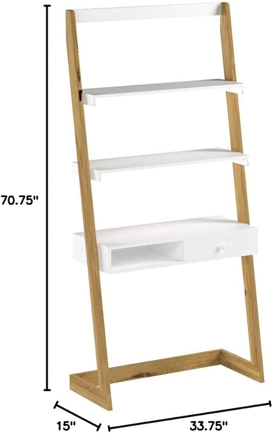 American Trails Freestanding Ladder Desk With Drawer, Natural Maple/White