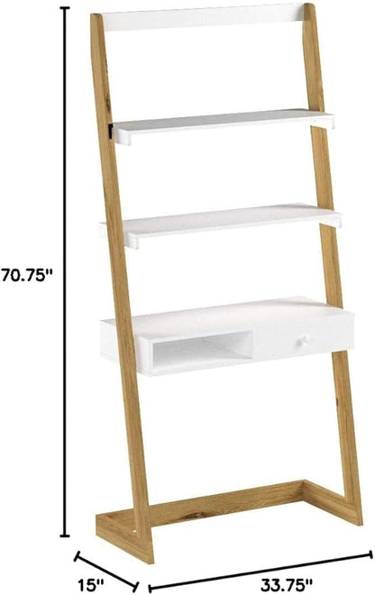 American Trails Freestanding Ladder Desk With Drawer, Natural Maple/White