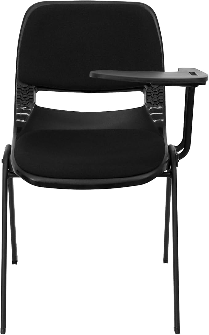 Flash Furniture Black Padded Ergonomic Shell Chair with Left Handed Flip-Up Tablet Arm