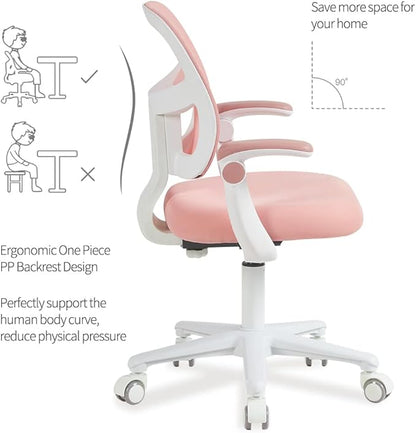 Kids Desk Chair, Height Adjustable Kids Chair, Ergonomically Designed Kids Computer Chair. Made Suitable for 4~12 Years Old Child, Pink