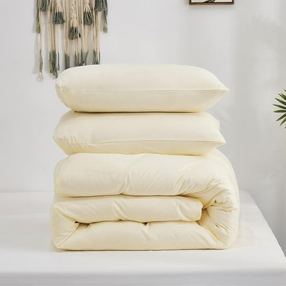 Ivory Comforter Set Off White Bedding Set Beige Comforter Set Men Breathable Ivory Bedding Set Women Soft Off White Ivory Bedding Comforter Set, Cal King (104" X 96" )