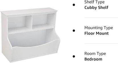Amazon Basics Children's Multi-Functional 3 Shelf Bookcase and Toy Storage Bin, White, 14.84" D x 31.25" W x 24.56" H