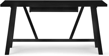 SIMPLIHOME Dylan SOLID WOOD Modern Industrial 60 inch Wide Home Office Desk, Writing Table, Workstation, Study Table Furniture in Black