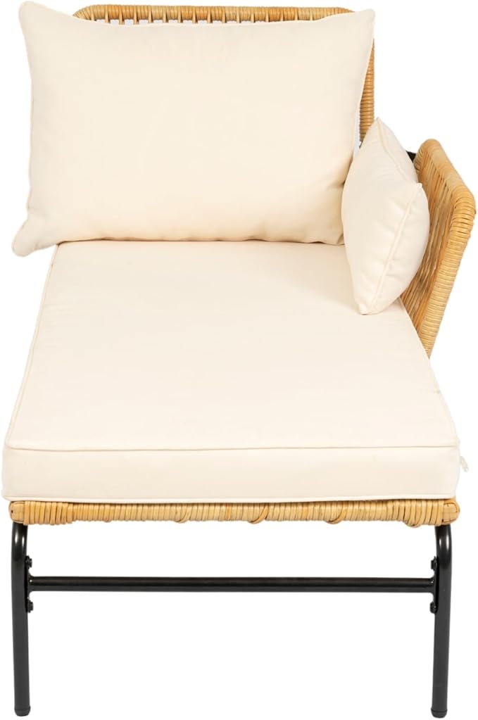 3-Piece Outdoor PE Rattan Furniture Set, Patio Wicker Conversation Loveseat Sofa Sectional Couch with Thick Cushion for Backyard, Deck, Poolside, Zn-Light Yellow